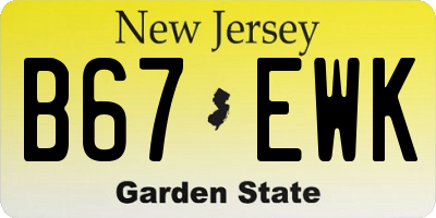 NJ license plate B67EWK
