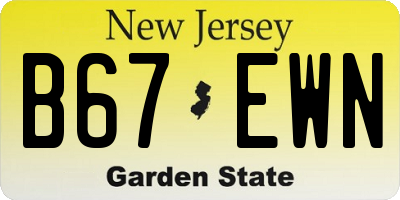 NJ license plate B67EWN