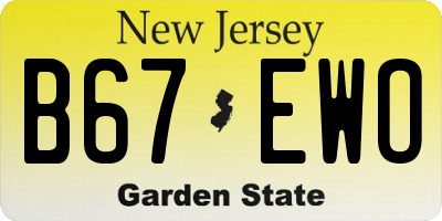 NJ license plate B67EWO