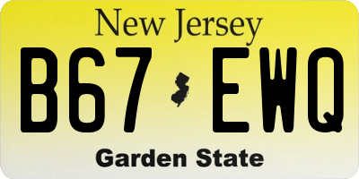 NJ license plate B67EWQ