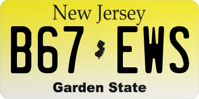 NJ license plate B67EWS