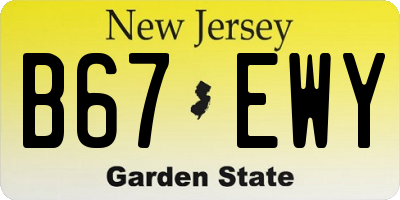 NJ license plate B67EWY
