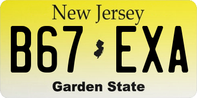 NJ license plate B67EXA