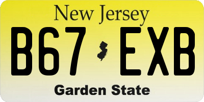 NJ license plate B67EXB