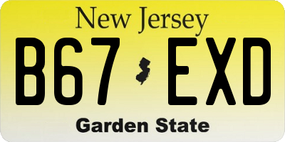 NJ license plate B67EXD