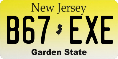 NJ license plate B67EXE