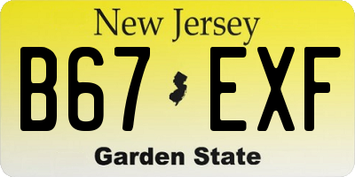 NJ license plate B67EXF