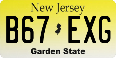 NJ license plate B67EXG
