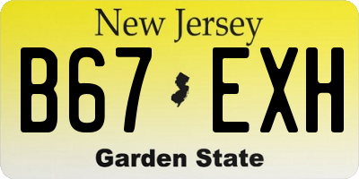 NJ license plate B67EXH