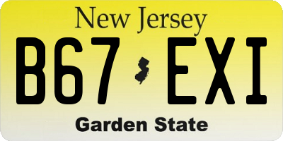 NJ license plate B67EXI