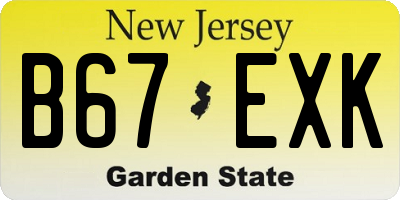 NJ license plate B67EXK