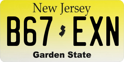 NJ license plate B67EXN