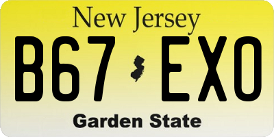 NJ license plate B67EXO