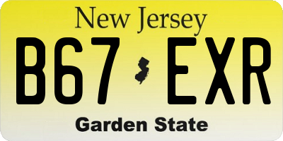 NJ license plate B67EXR