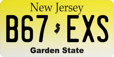 NJ license plate B67EXS