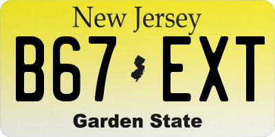 NJ license plate B67EXT
