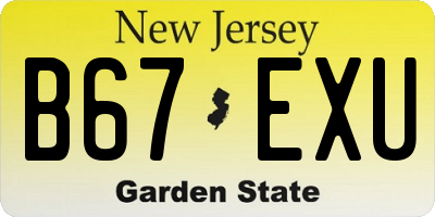 NJ license plate B67EXU
