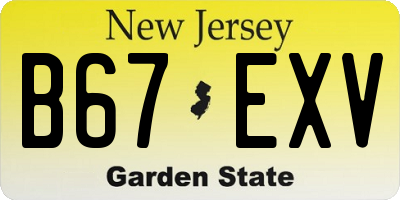 NJ license plate B67EXV