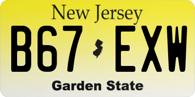 NJ license plate B67EXW