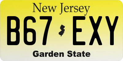 NJ license plate B67EXY