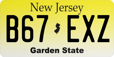 NJ license plate B67EXZ