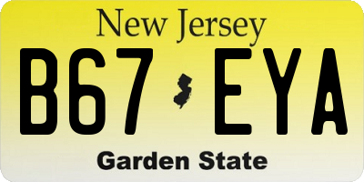 NJ license plate B67EYA