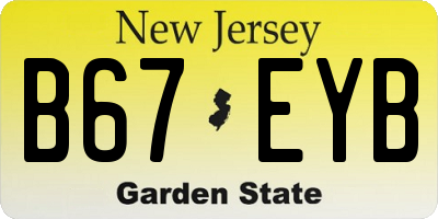 NJ license plate B67EYB