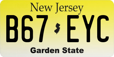 NJ license plate B67EYC