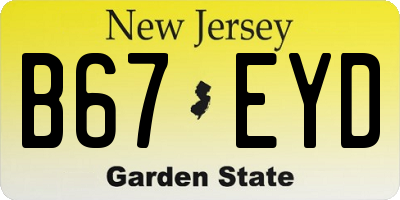 NJ license plate B67EYD