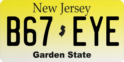 NJ license plate B67EYE