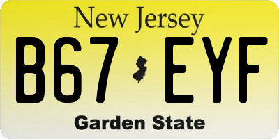 NJ license plate B67EYF
