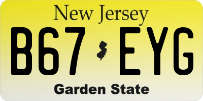 NJ license plate B67EYG