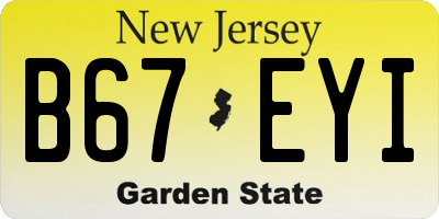 NJ license plate B67EYI