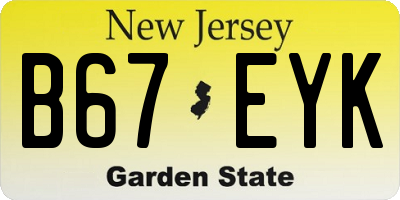 NJ license plate B67EYK