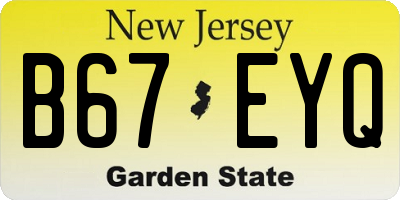 NJ license plate B67EYQ