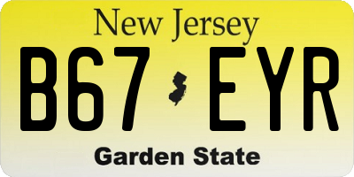 NJ license plate B67EYR