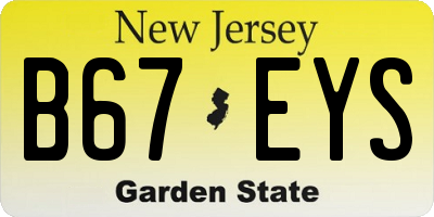 NJ license plate B67EYS