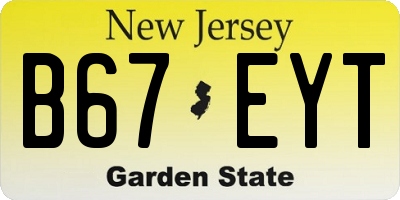 NJ license plate B67EYT