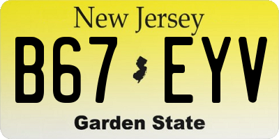 NJ license plate B67EYV