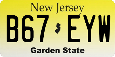 NJ license plate B67EYW