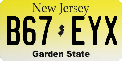 NJ license plate B67EYX