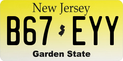 NJ license plate B67EYY