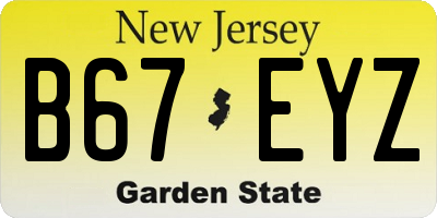 NJ license plate B67EYZ