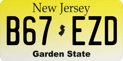 NJ license plate B67EZD