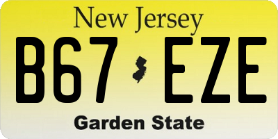 NJ license plate B67EZE
