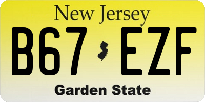 NJ license plate B67EZF
