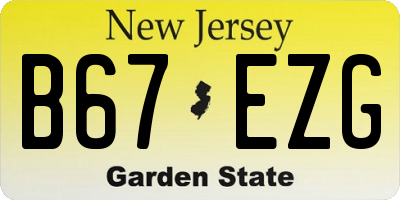 NJ license plate B67EZG