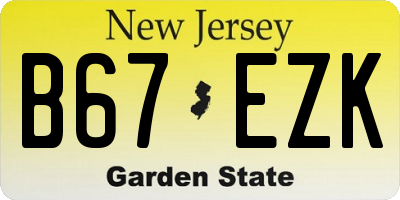 NJ license plate B67EZK