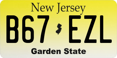 NJ license plate B67EZL