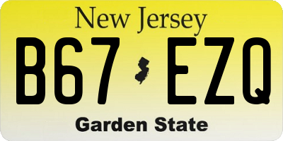 NJ license plate B67EZQ